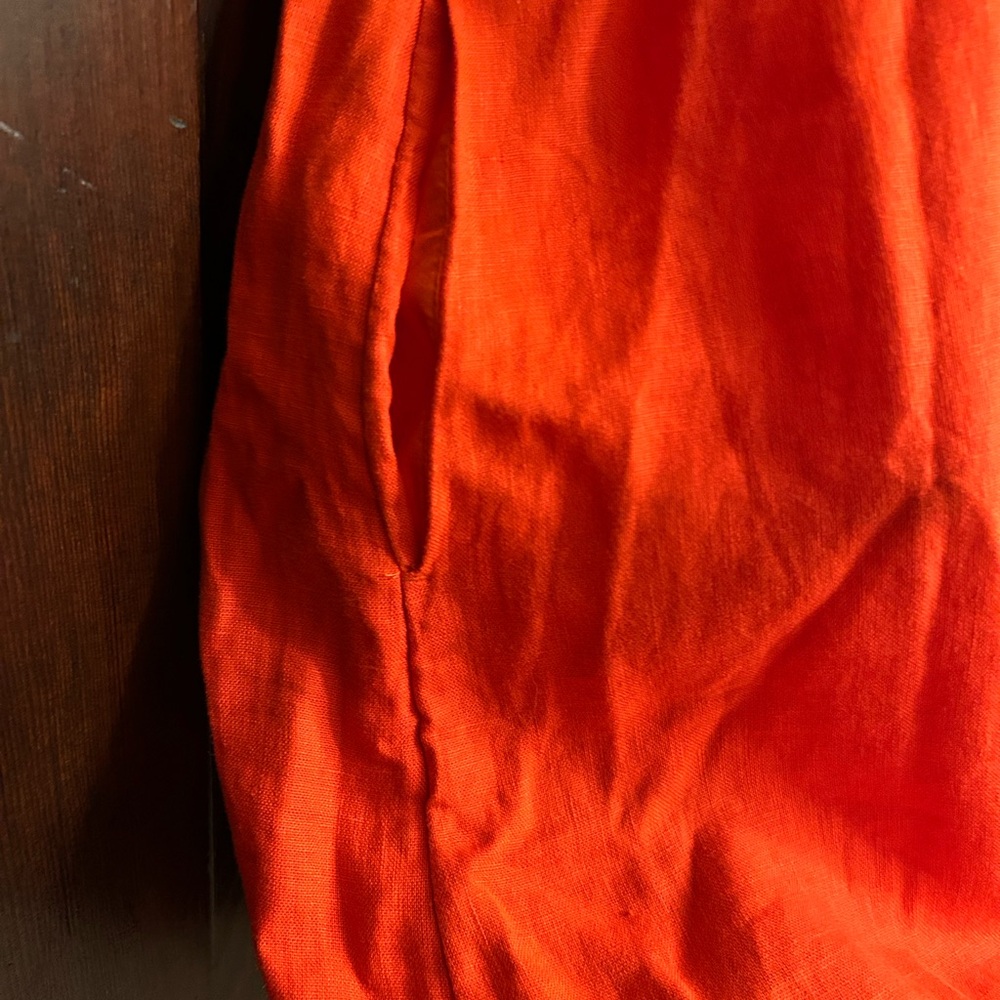 Madewell Bright Orange-Red Linen Blend Top - Picture 5 of 8